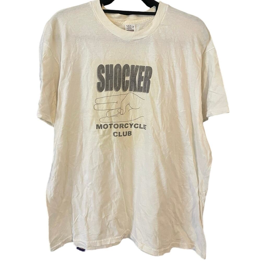 Vintage Y2K Shocker Motorcycle Club Humor Double Sided Shirt Adult XL